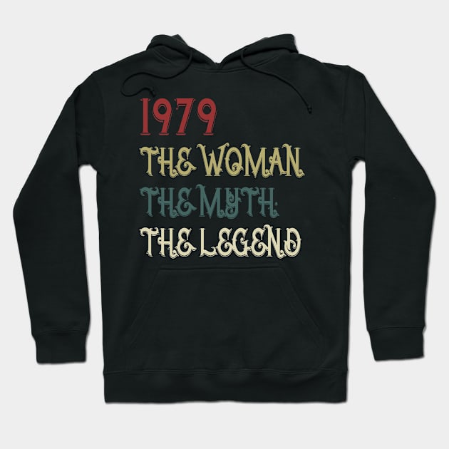 Vintage Retro 1979 Legend Gift 41st Birthday Womens Hoodie by Damsin